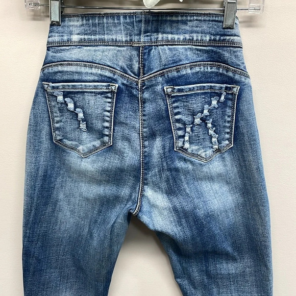 Coco + Carmen OMG Pull On Skinny Ankle Crossover Fringe Hem Jeans S - Picture 6 of 16